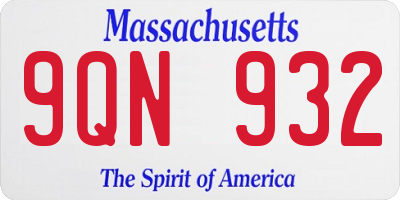 MA license plate 9QN932