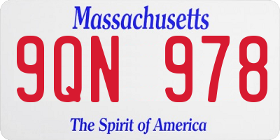MA license plate 9QN978