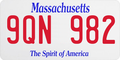 MA license plate 9QN982