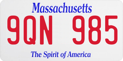 MA license plate 9QN985