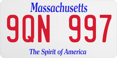 MA license plate 9QN997