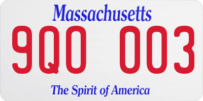 MA license plate 9QO003