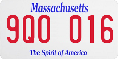 MA license plate 9QO016