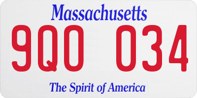 MA license plate 9QO034
