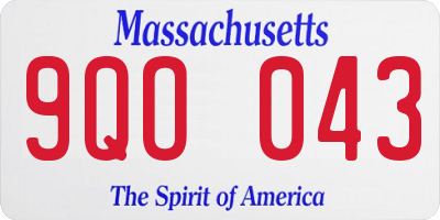 MA license plate 9QO043