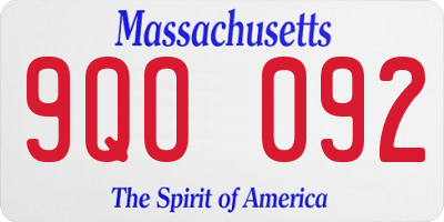 MA license plate 9QO092