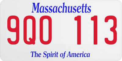 MA license plate 9QO113