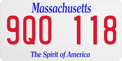 MA license plate 9QO118