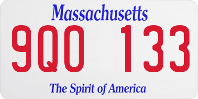 MA license plate 9QO133