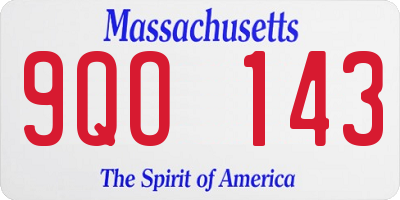 MA license plate 9QO143