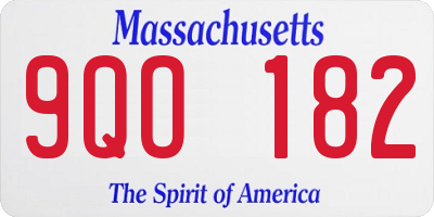 MA license plate 9QO182