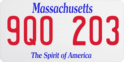 MA license plate 9QO203