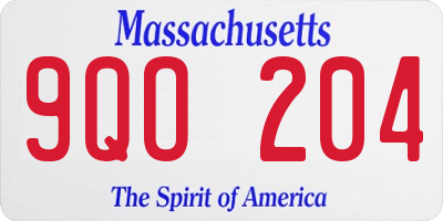 MA license plate 9QO204