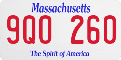 MA license plate 9QO260