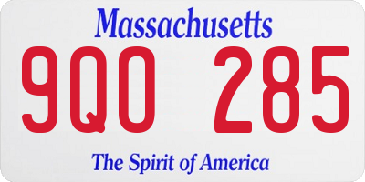 MA license plate 9QO285