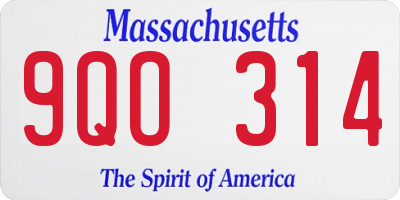 MA license plate 9QO314