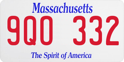 MA license plate 9QO332