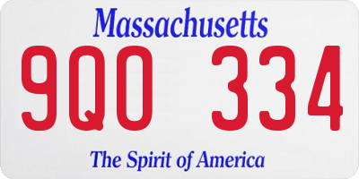 MA license plate 9QO334