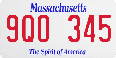 MA license plate 9QO345