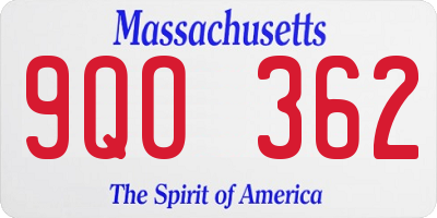 MA license plate 9QO362