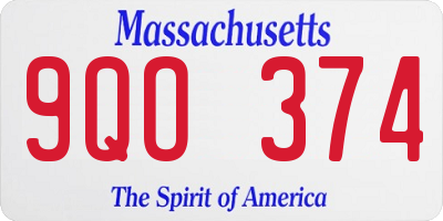 MA license plate 9QO374