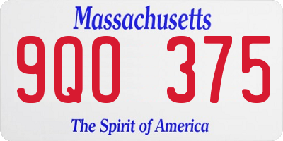 MA license plate 9QO375