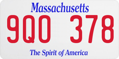 MA license plate 9QO378