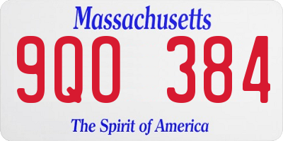 MA license plate 9QO384