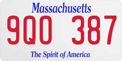 MA license plate 9QO387