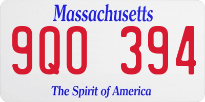 MA license plate 9QO394