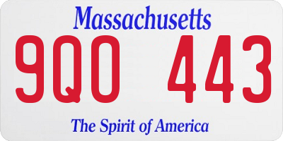MA license plate 9QO443