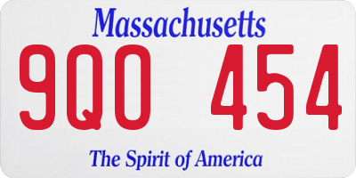 MA license plate 9QO454
