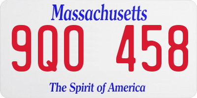 MA license plate 9QO458