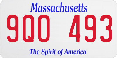 MA license plate 9QO493