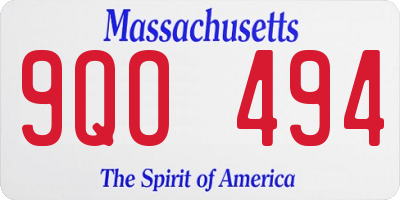 MA license plate 9QO494