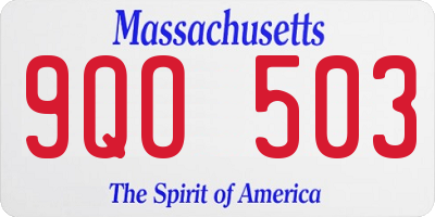 MA license plate 9QO503