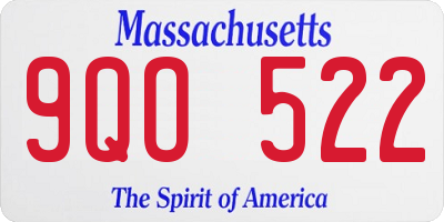MA license plate 9QO522