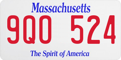 MA license plate 9QO524