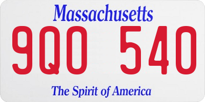 MA license plate 9QO540