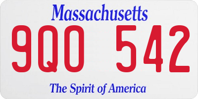 MA license plate 9QO542