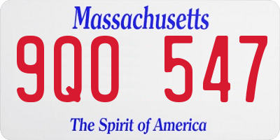 MA license plate 9QO547