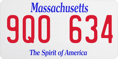 MA license plate 9QO634