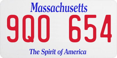 MA license plate 9QO654