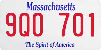 MA license plate 9QO701
