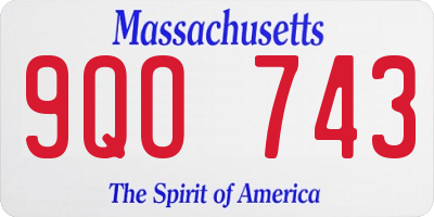 MA license plate 9QO743