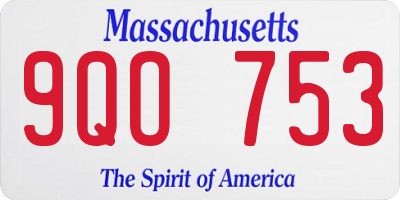 MA license plate 9QO753