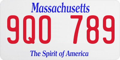 MA license plate 9QO789