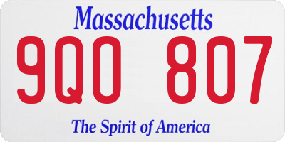 MA license plate 9QO807