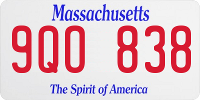MA license plate 9QO838