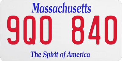 MA license plate 9QO840